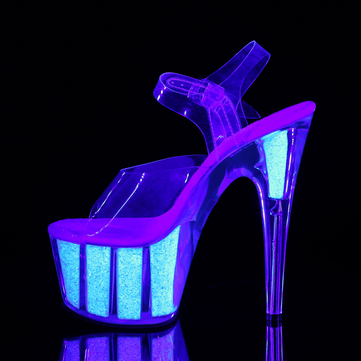 ADORE-708UVG Pleaser Clear/Neon Opal Glitter Platform Shoes [Exotic Dance Shoes]