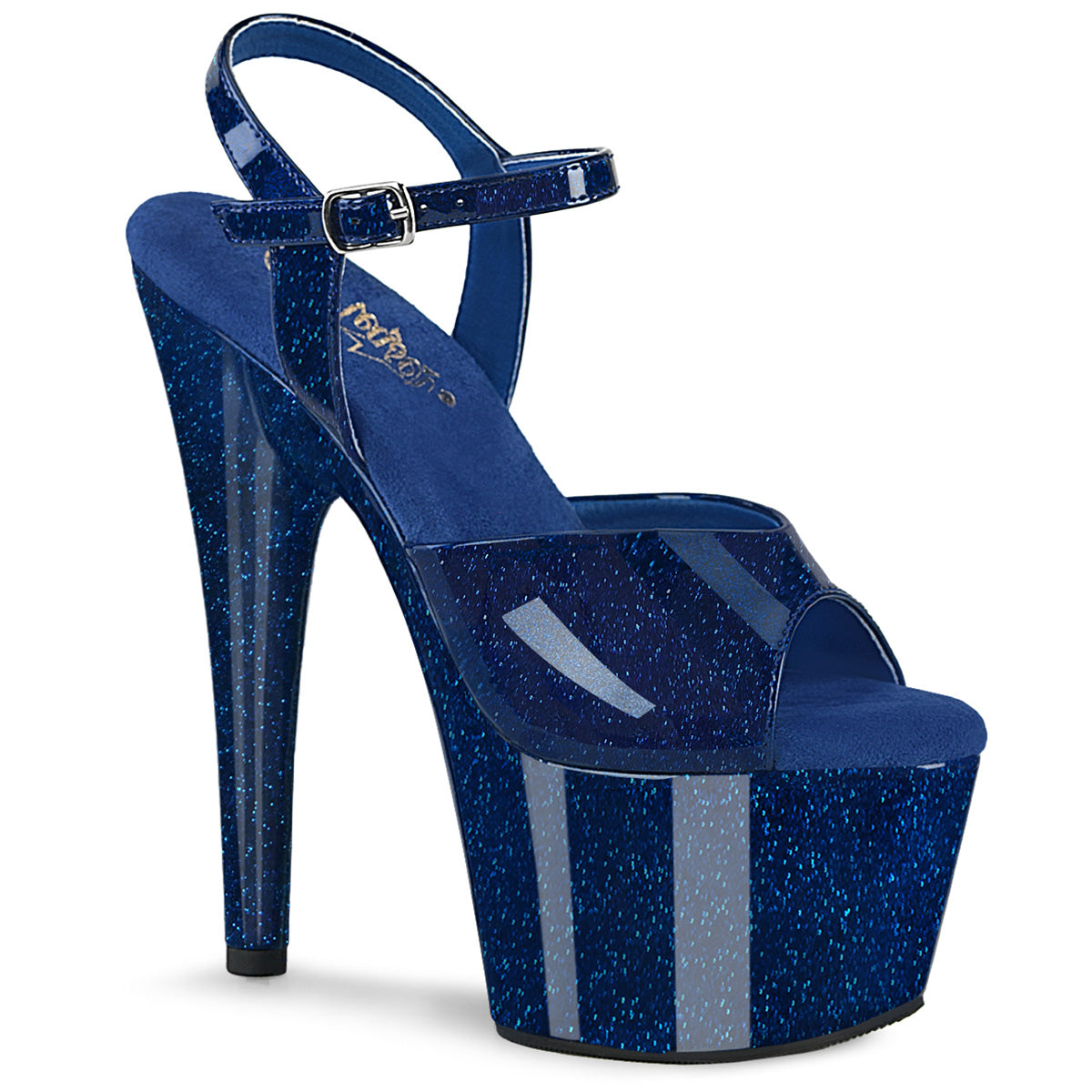 ADORE-709GP Pleaser Navy Blue Glitter Patent Platform Shoes [Exotic Dance Shoes]