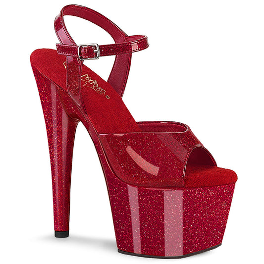 ADORE-709GP Pleaser Ruby Red Glitter Patent Platform Shoes [Exotic Dance Shoes]