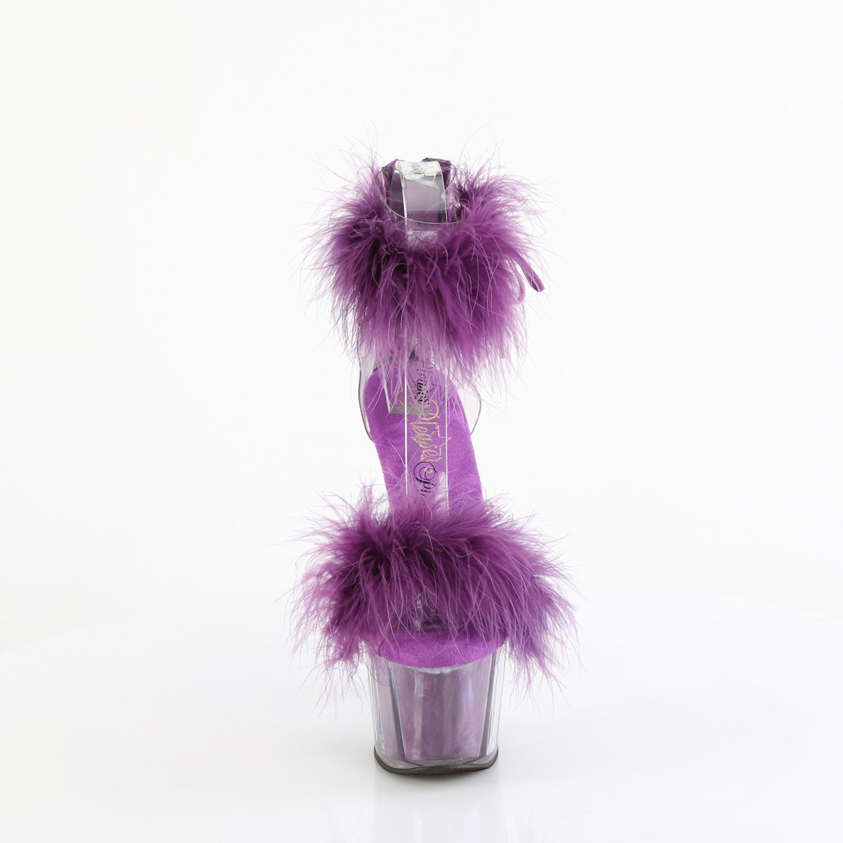 ADORE-724F Pleaser Clear-Purple Fur Platform Shoes [Exotic Dance Shoes]