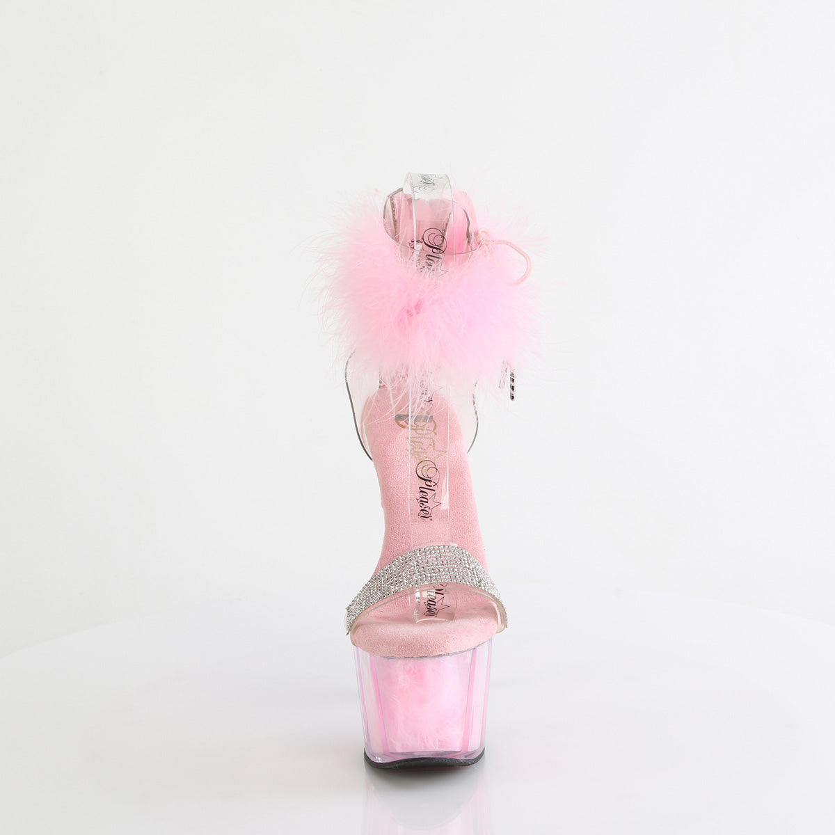 ADORE-727F Pleaser Clear-B Pink Fur Platform Shoes [Exotic Dance Shoes]