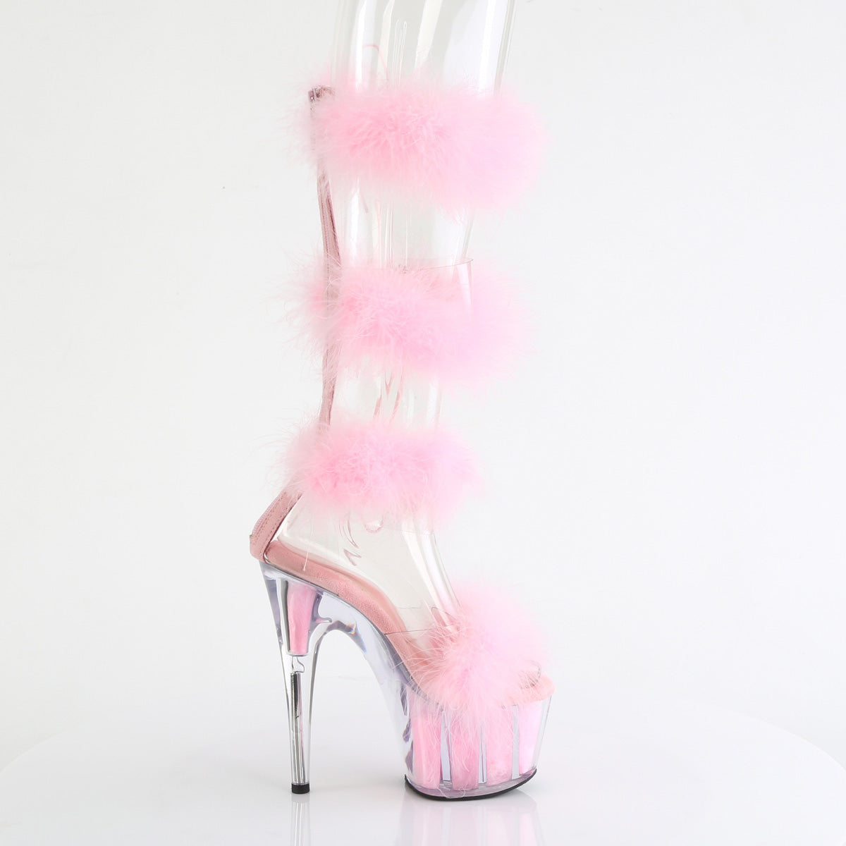 ADORE-728F Pleaser Clear-B Pink Fur Platform Shoes [Exotic Dance Shoes]