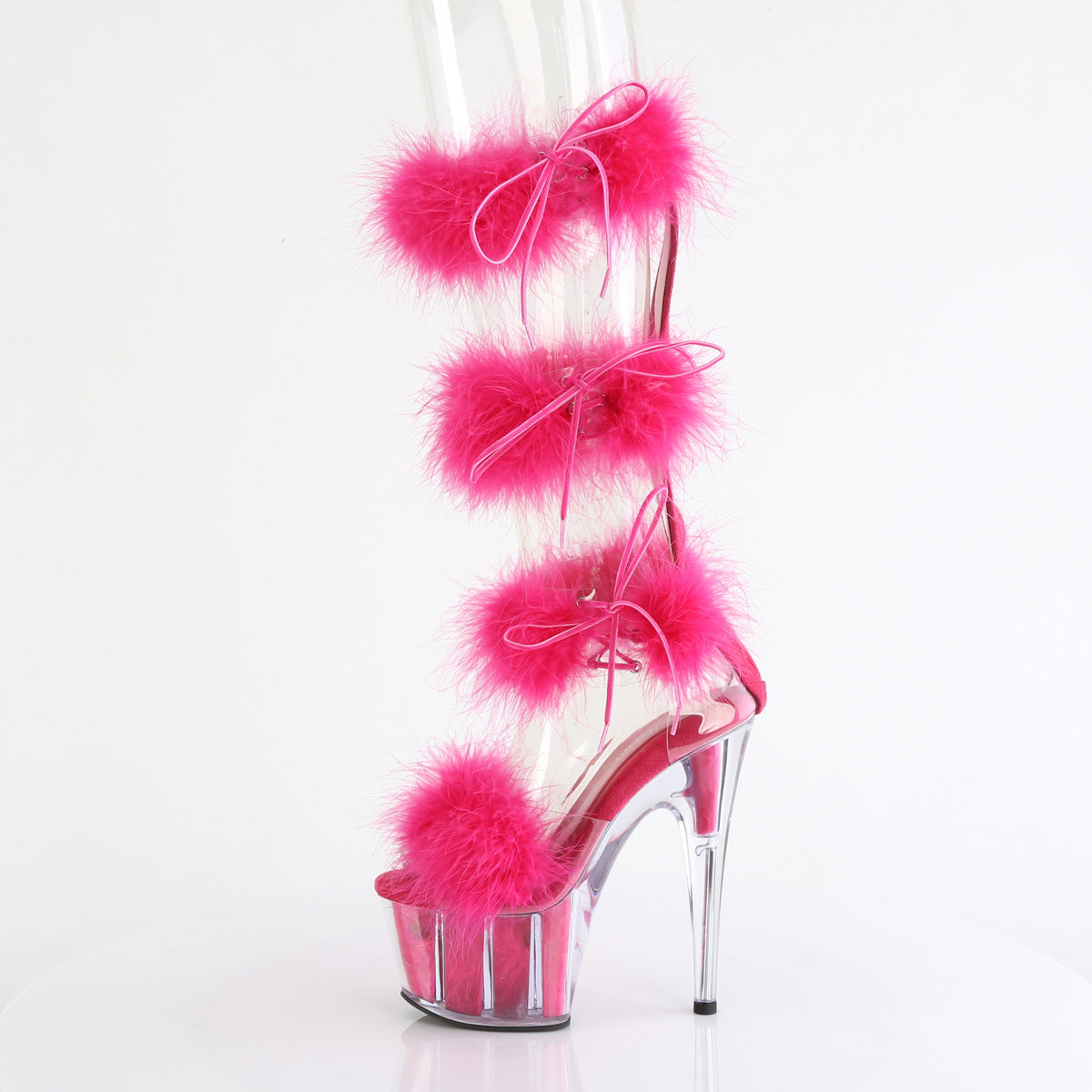 ADORE-728F Pleaser Clear-H Pink Fur Platform Shoes [Exotic Dance Shoes]