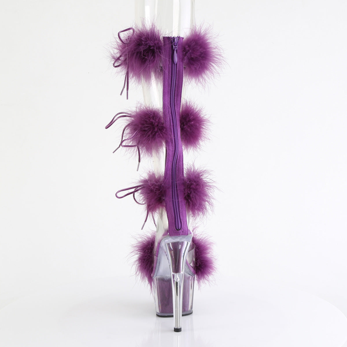 ADORE-728F Pleaser Clear-Purple Fur Platform Shoes [Exotic Dance Shoes]