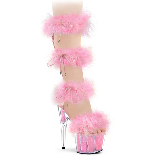 ADORE-728F Pleaser Clear-B Pink Fur Platform Shoes [Exotic Dance Shoes]