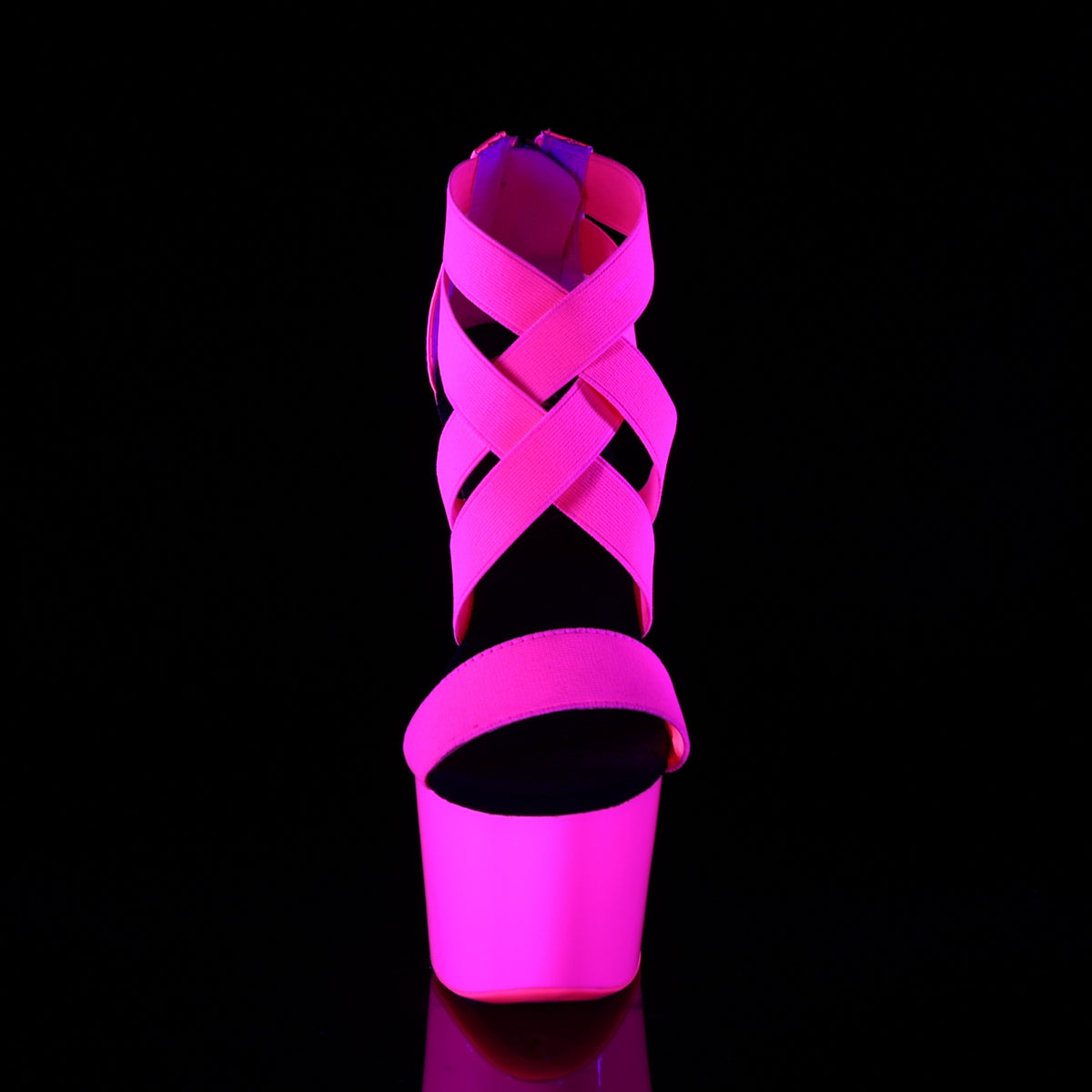 ADORE-769UV Pleaser Neon H Pink Elastic Band-Patent/Neon H Pink Platform Shoes [Exotic Dance Shoes]