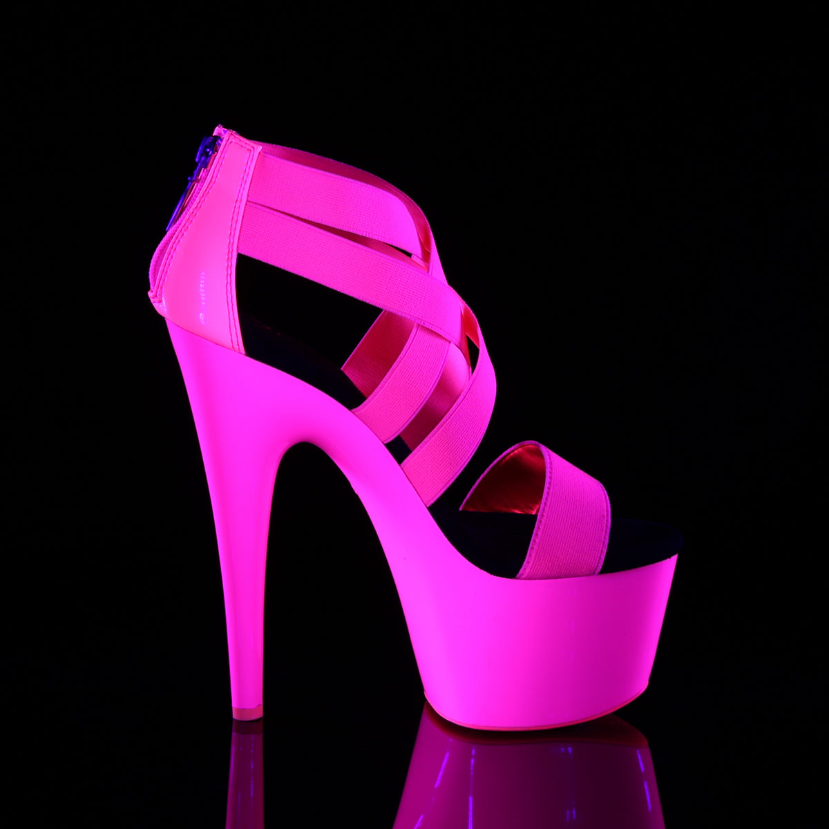 ADORE-769UV Pleaser Neon H Pink Elastic Band-Patent/Neon H Pink Platform Shoes [Exotic Dance Shoes]