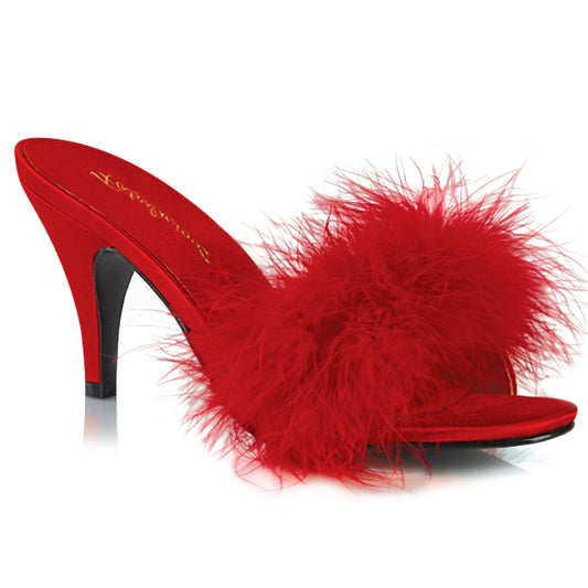 AMOUR-03 Exotic Dancing Fabulicious Shoes Red Pu-Fur