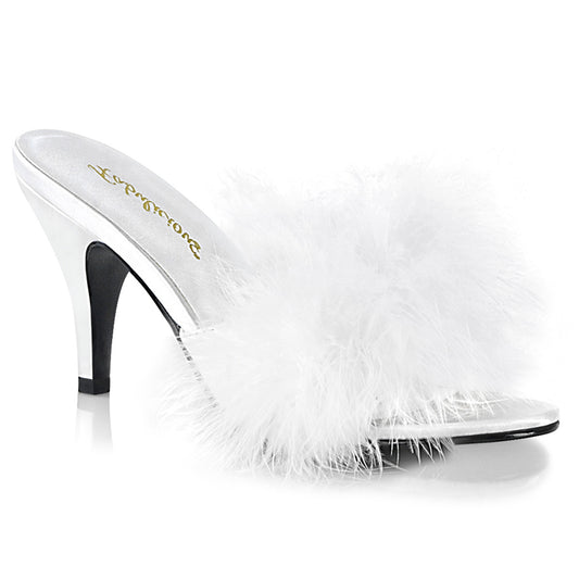 AMOUR-03 Exotic Dancing Fabulicious Shoes Wht Pu-Fur