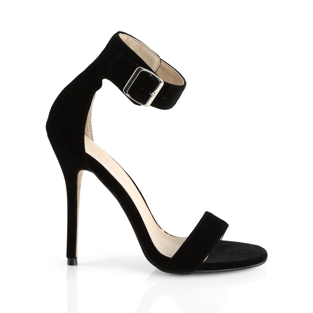 AMUSE-10 Pleaser Black Velvet Sexy Single Sole Shoes (Fetish Footwear)