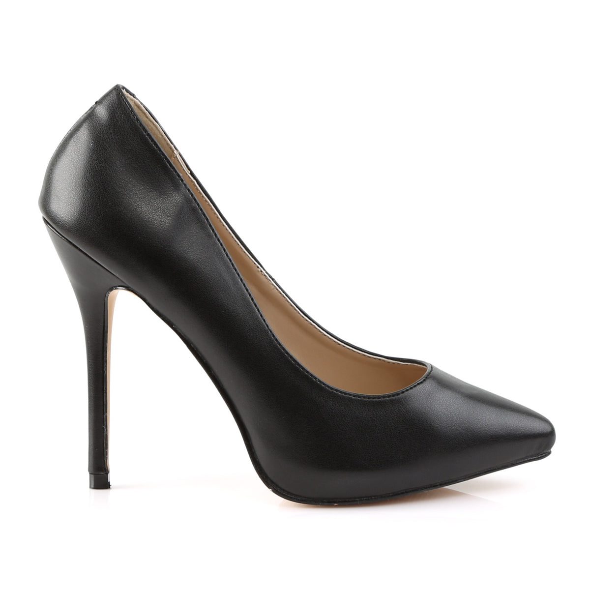 AMUSE-20 Pleaser Black Faux Leather Sexy Single Sole Shoes (Fetish Footwear)