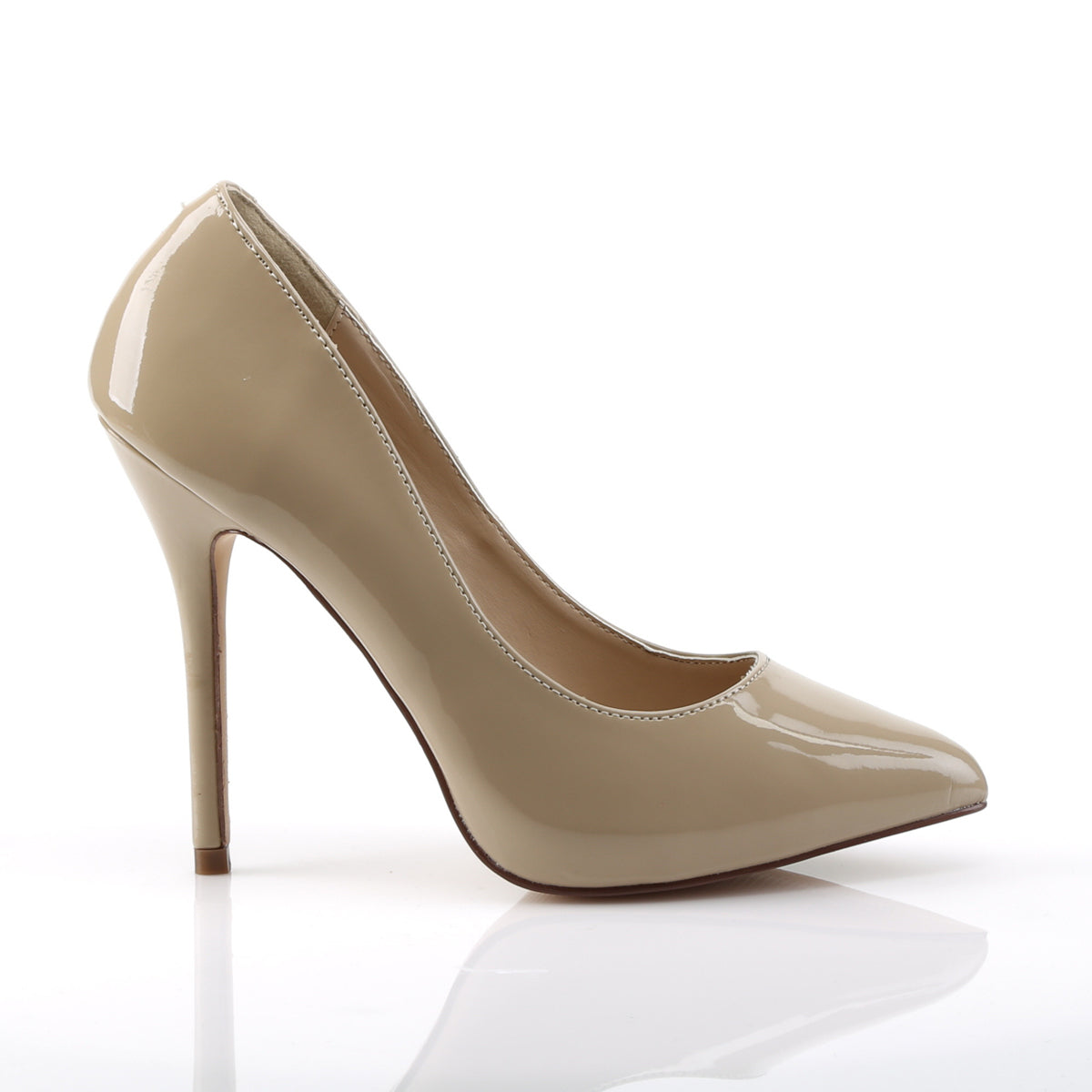 AMUSE-20 Pleaser Cream Patent Single Sole Shoes [Sexy Shoes]