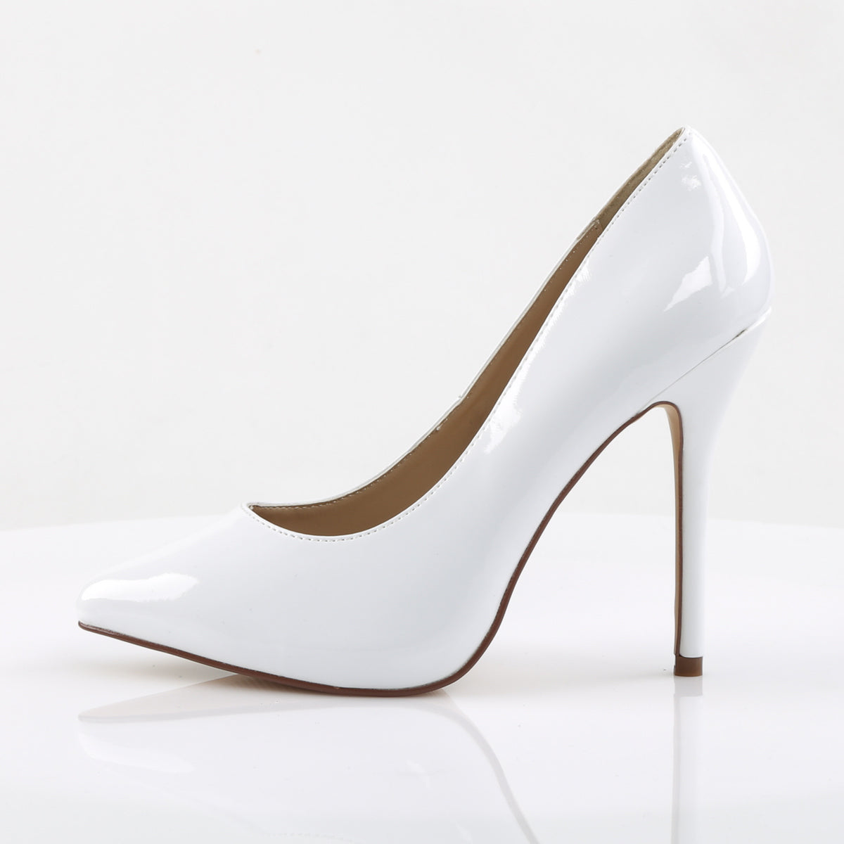 AMUSE-20 Pleaser White Patent Single Sole Shoes [Sexy Shoes]