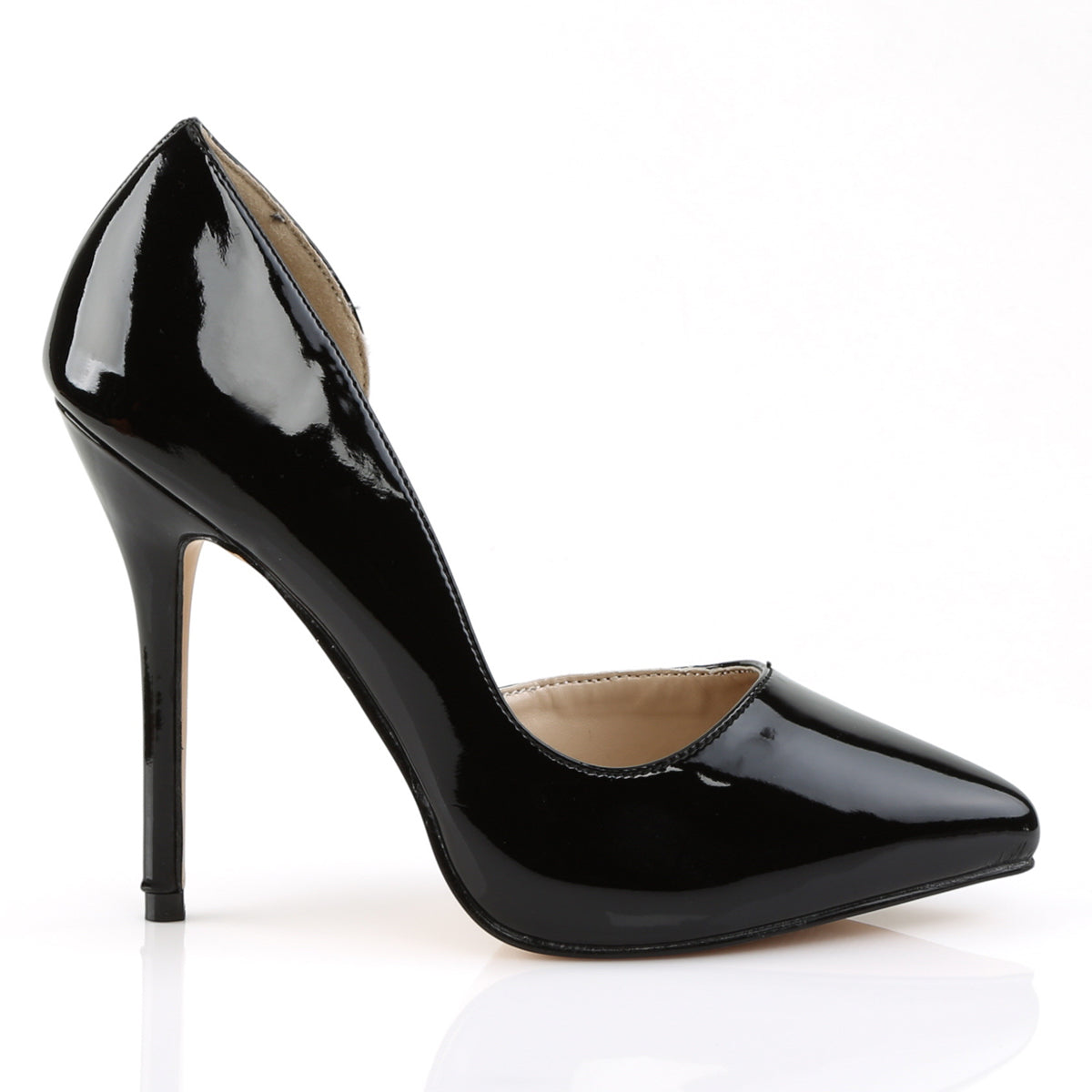 AMUSE-22 Pleaser Black Patent Sexy Single Sole Shoes (Fetish Footwear)