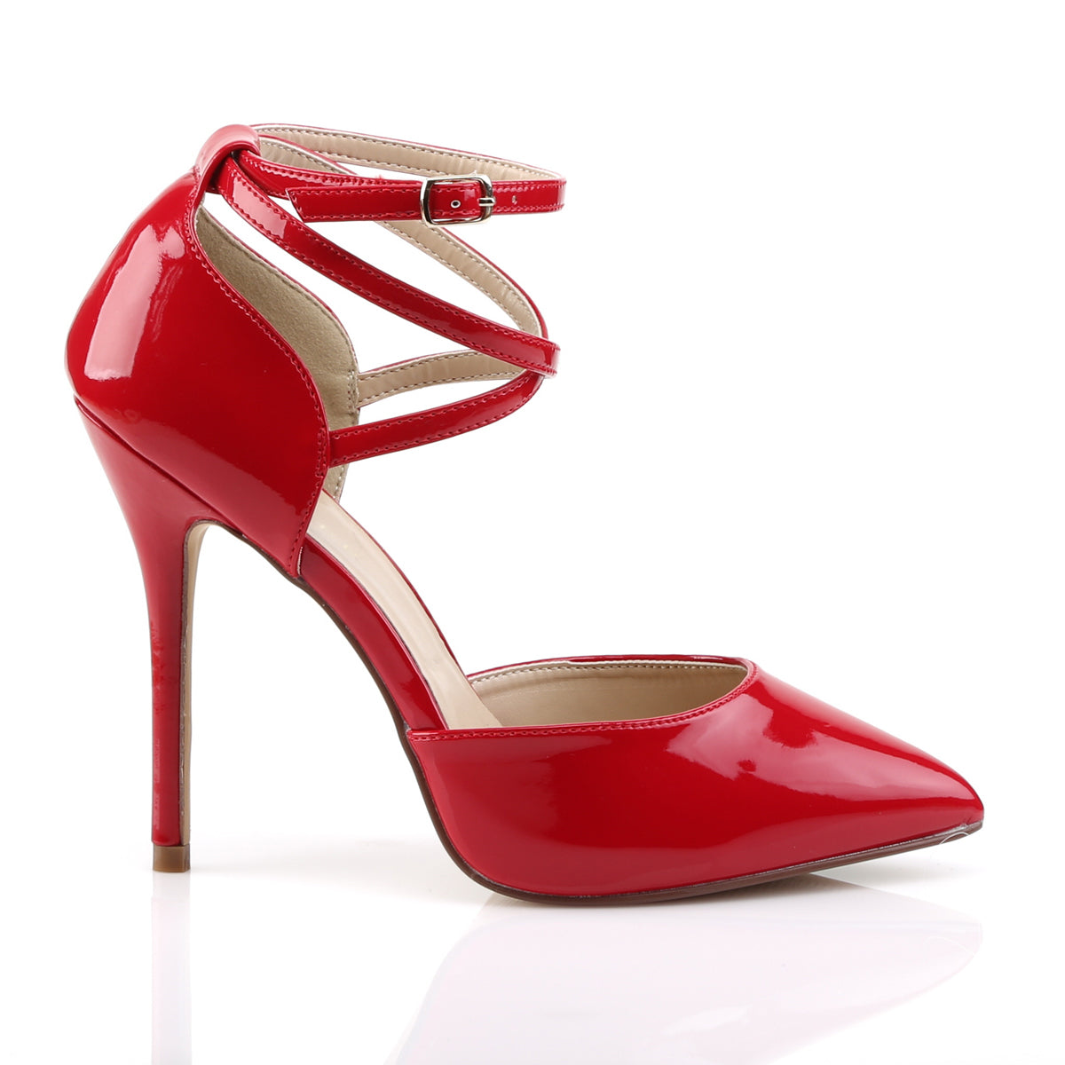 AMUSE-25 Pleaser Red Patent Sexy Single Sole Shoes (Fetish Footwear)