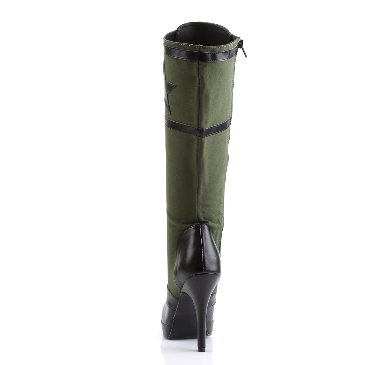 ARENA-2022 Funtasma Fantasy Black Pu-Army Green Canvas Women's Boots [Fancy Dress Footwear]