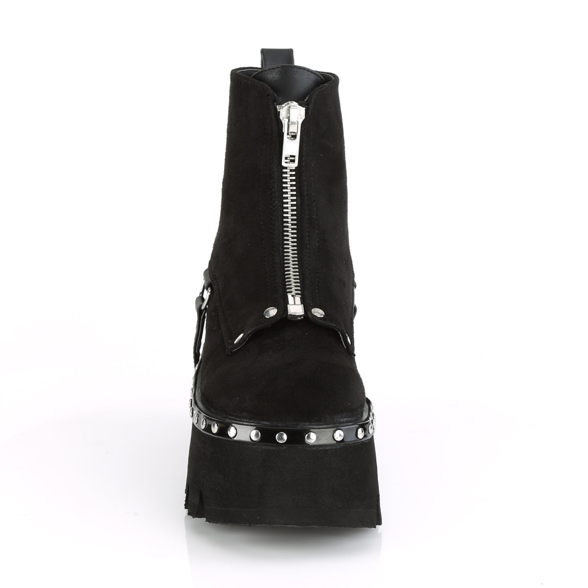 ASHES-100 Demonia Black Vegan Suede-Black V Le Women's Ankle Boots [Demonia Cult Alternative Footwear]