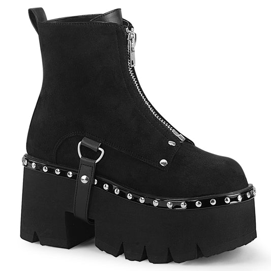 ASHES-100 Alternative Footwear Demonia Women's Ankle Boots Blk Vegan Suede-Blk V. Le