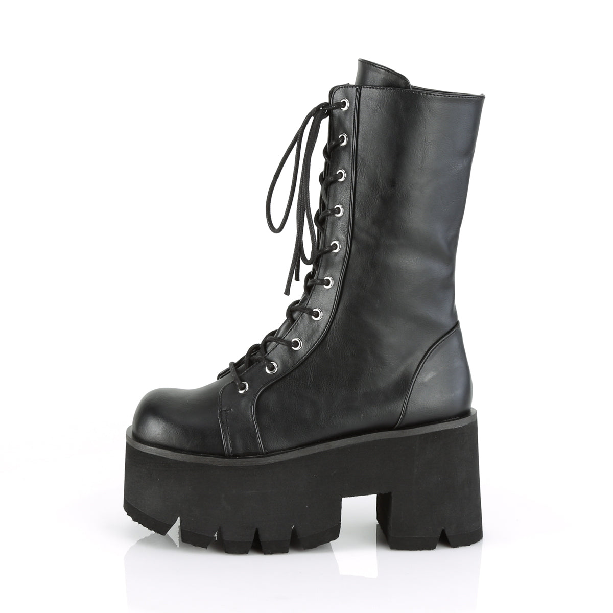 ASHES-105 Demonia Black Vegan Leather Women's Mid-Calf & Knee High Boots [Demonia Cult Alternative Footwear]