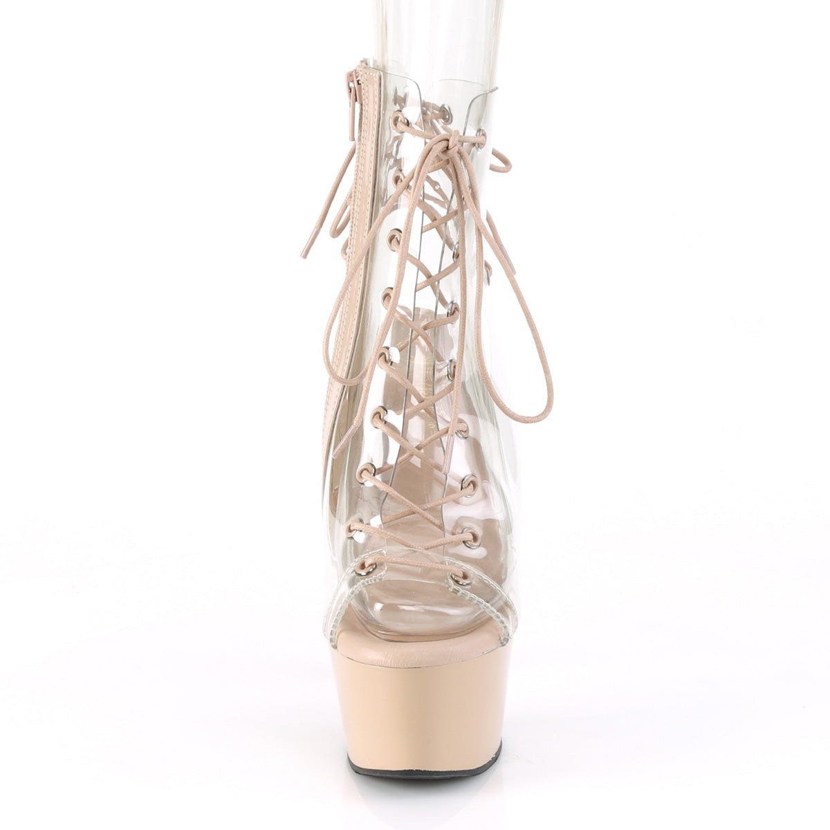 ASPIRE-600-30 Pleaser Clear/Nude Platform Shoes [Sexy Ankle Boots]