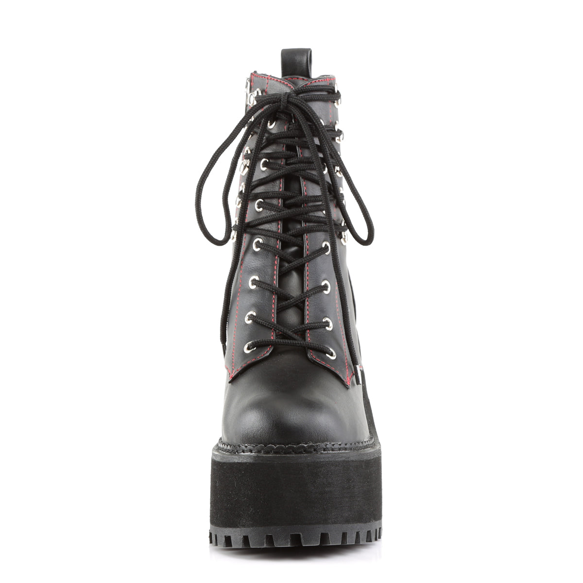 ASSAULT-100 Demonia Black Vegan Leather Women's Ankle Boots [Demonia Cult Alternative Footwear]