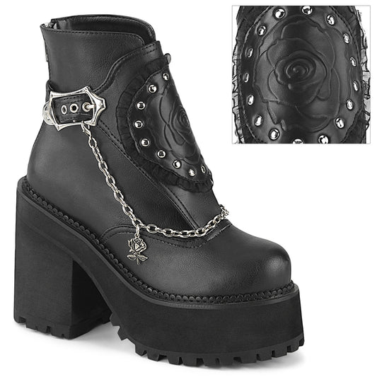 ASSAULT-55 Alternative Footwear Demonia Women's Ankle Boots Blk Vegan Leather