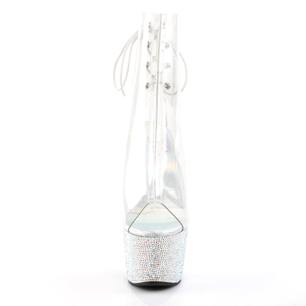 BEJEWELED-1018DM-7 Pleaser Clear/Silver Multi Rhinestones Platform Shoes [Sexy Ankle Boots]