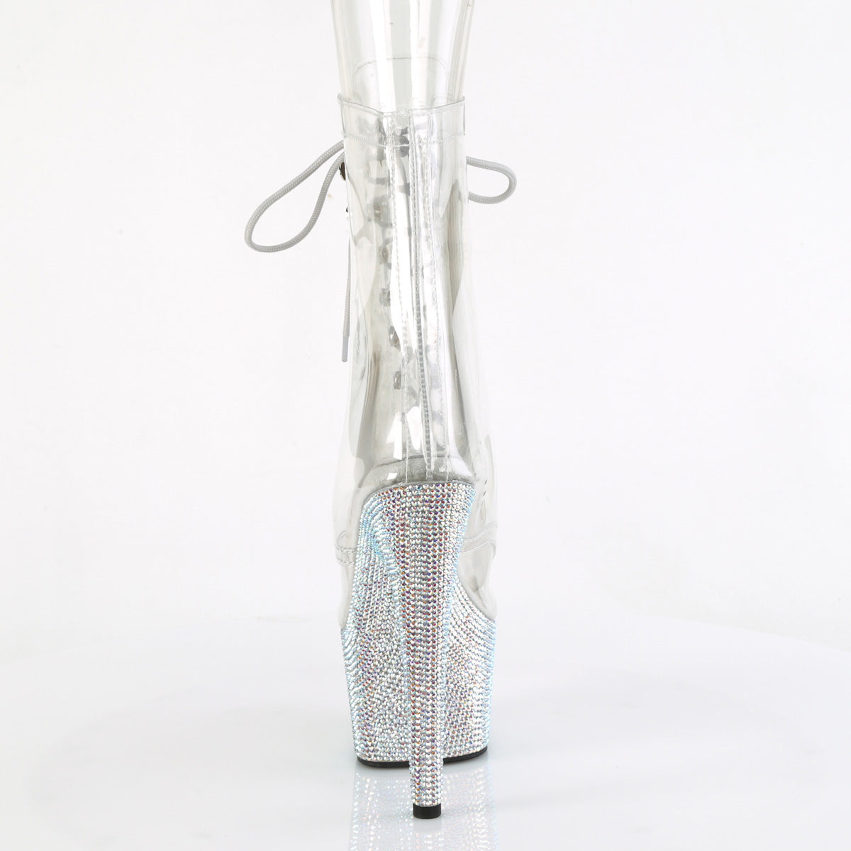 BEJEWELED-1021C-7 Pleaser Clear-Rhinestones/Silver AB Rhinestones Platform Shoes [Sexy Ankle Boots]