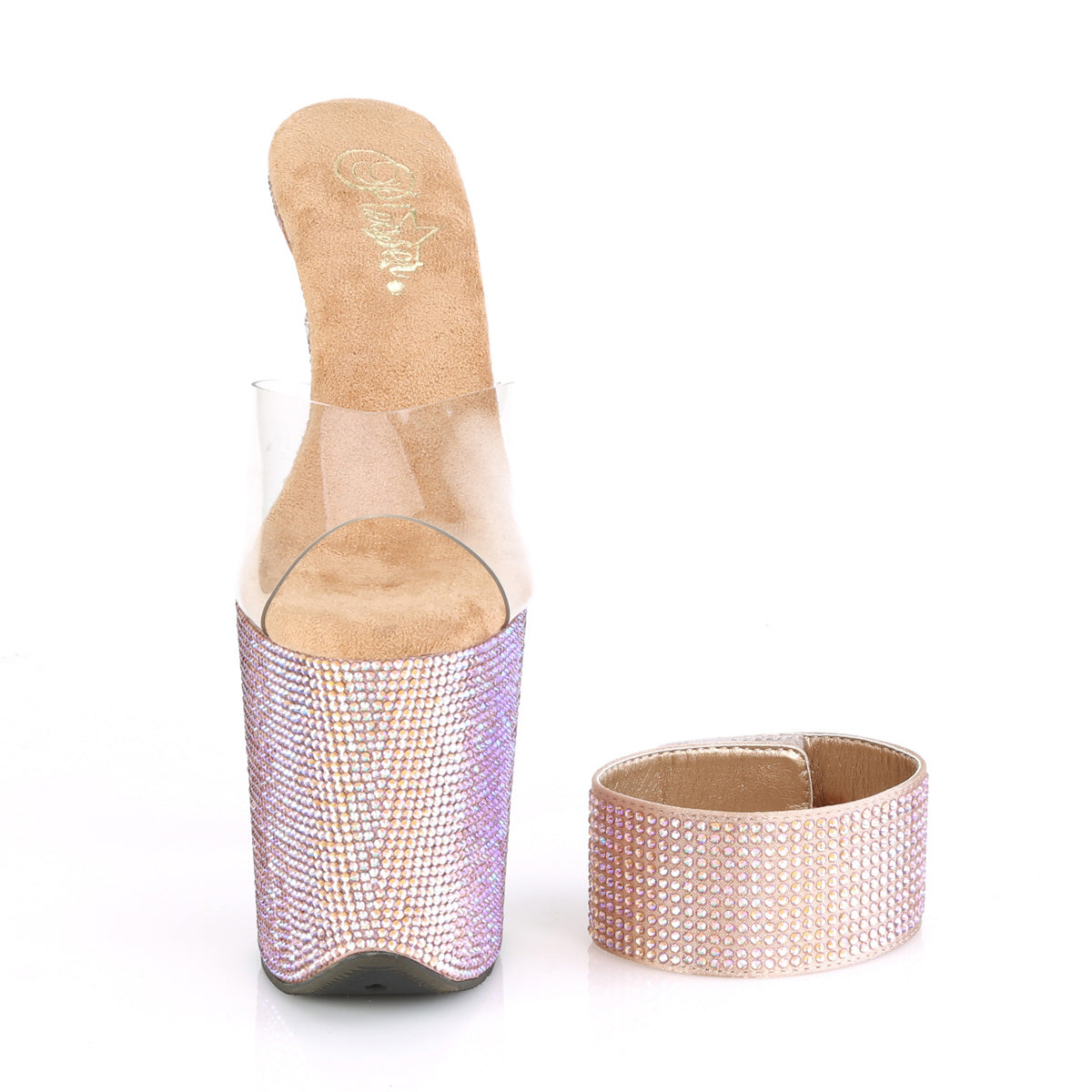BEJEWELED-812RS Pleaser Clear/Rose Gold Multi Rhinestones Platform Shoes [Exotic Dance Shoes]