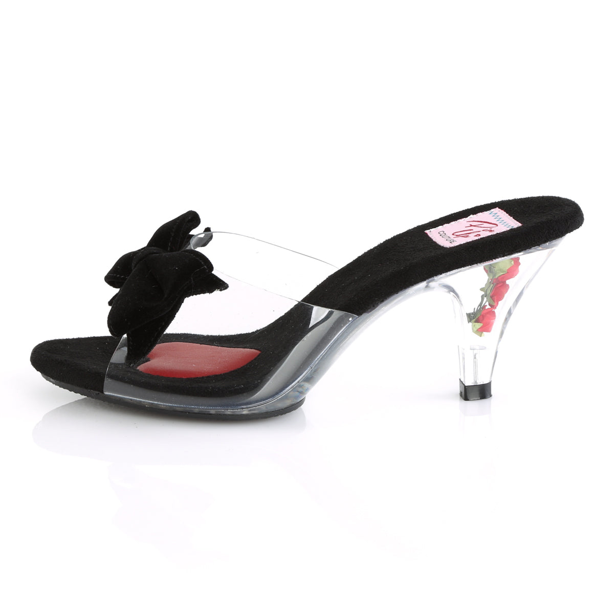 BELLE-301BOW Pin Up Couture Clear-Black/Clear Single Soles [Sexy Shoes]