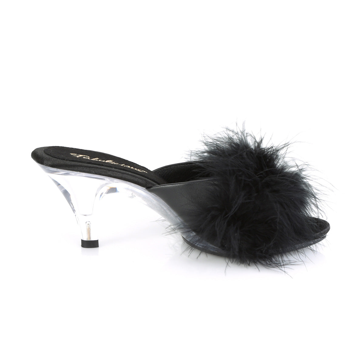 belle 301f Sexy High Heels fabulicious shoes blk pu fur Clear