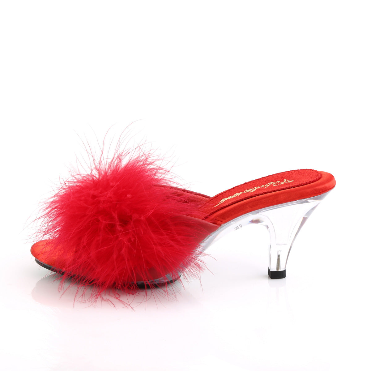 BELLE-301F Fabulicious Red Pu-Fur/Clear Shoes [Sexy Shoes]