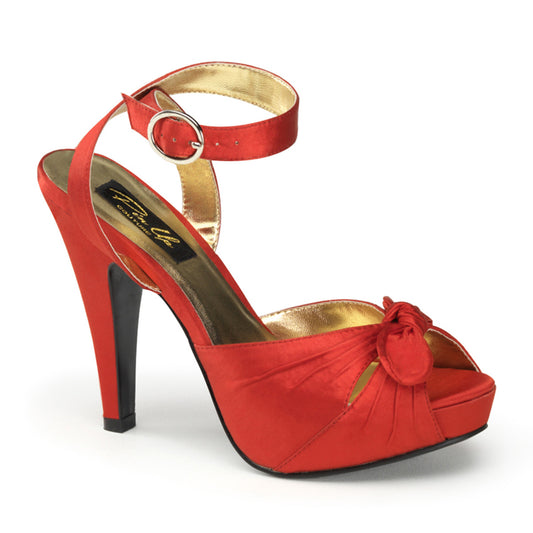 BETTIE-04 Retro Glamour Pin Up Couture Platforms Red Satin