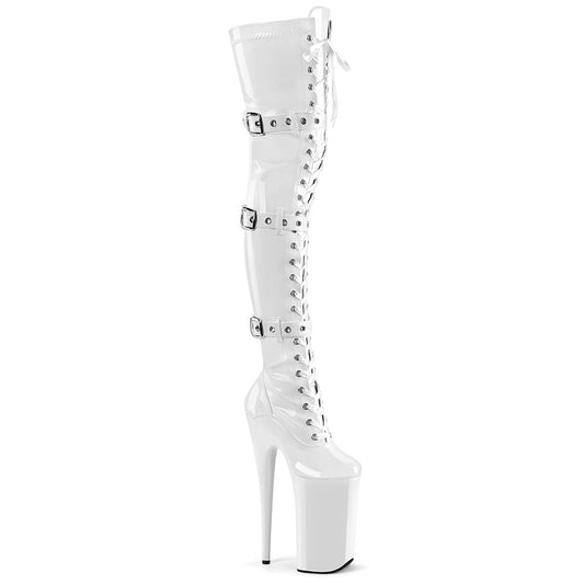 BEYOND-3028 Pleaser White Stretch Patent/White Platform Shoes [Extreme High Heels]