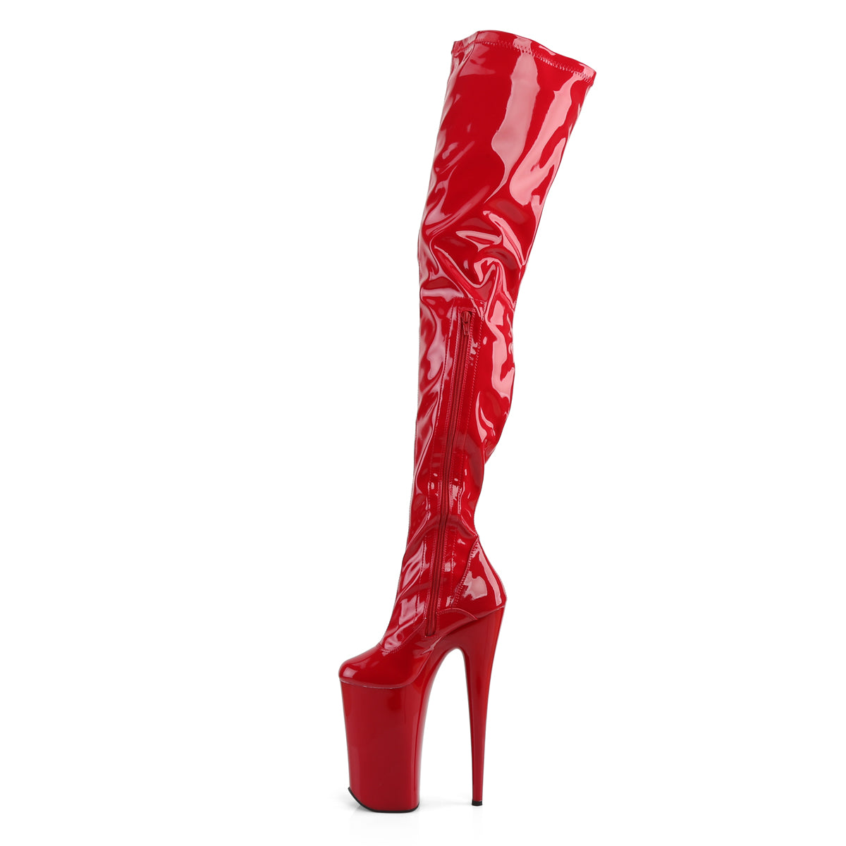 BEYOND-4000 Pleaser Red Stretch Patent/Red Platform Shoes [Extreme High Heels]
