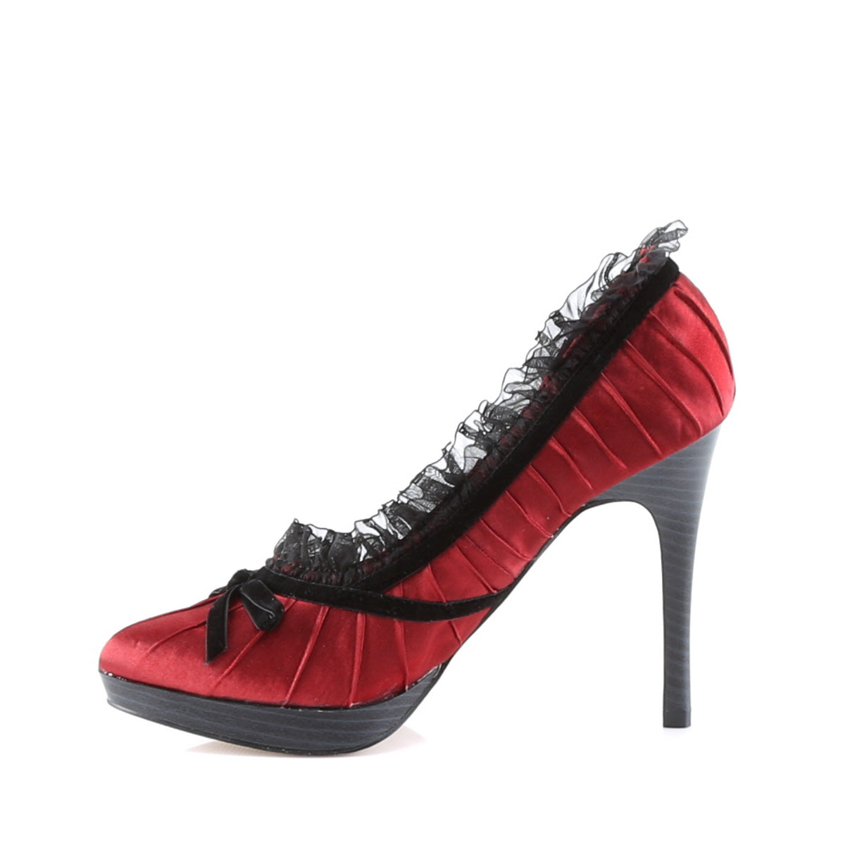 BLISS-38 Retro Glamour Pin Up Couture Platforms Red-Blk Satin