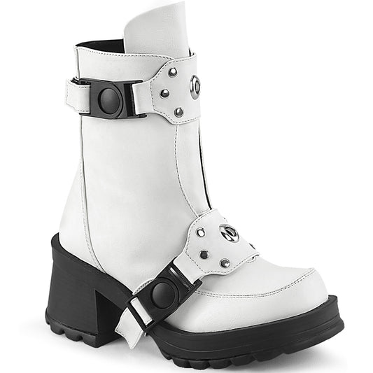 BRATTY-56 Alternative Footwear Demonia Women's Ankle Boots Wht Vegan Leather