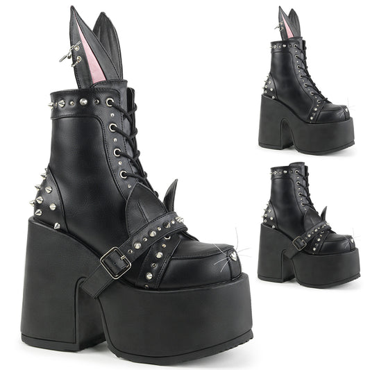 CAMEL-202 Alternative Footwear Demonia Women's Ankle Boots Blk Vegan Leather