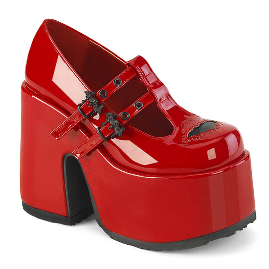 CAMEL-55 Alternative Footwear Demonia Women's Heels & Platform Shoes Red Pat