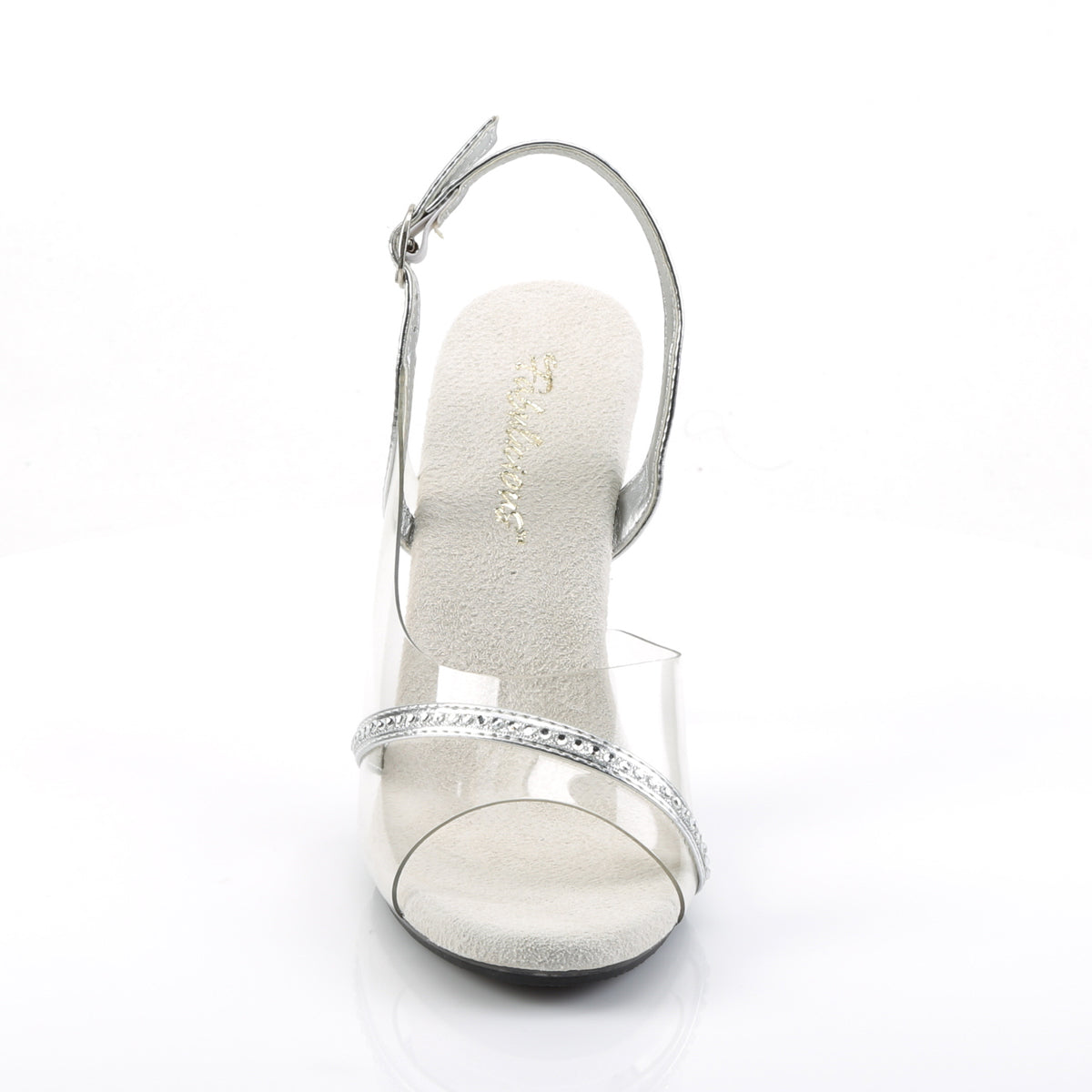 CARESS-456 Posing Comp Fabulicious Shoes Clear-Silver Metallic Pu/Clear
