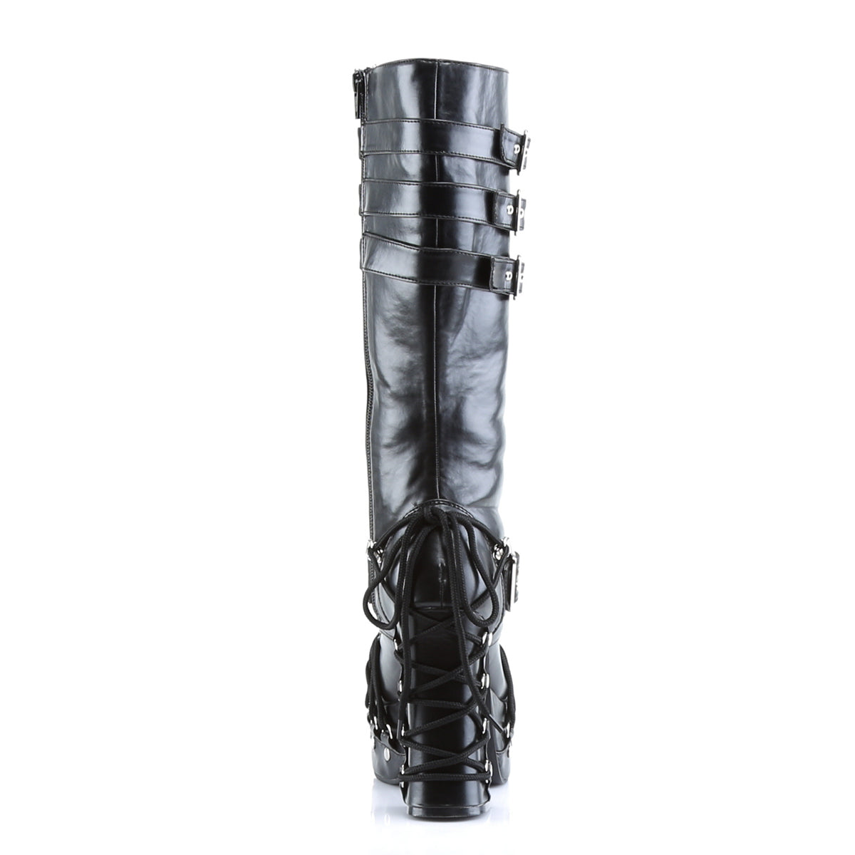 CHARADE-206 Demonia Black Vegan Leather Women's Mid-Calf & Knee High Boots [Demonia Cult Alternative Footwear]