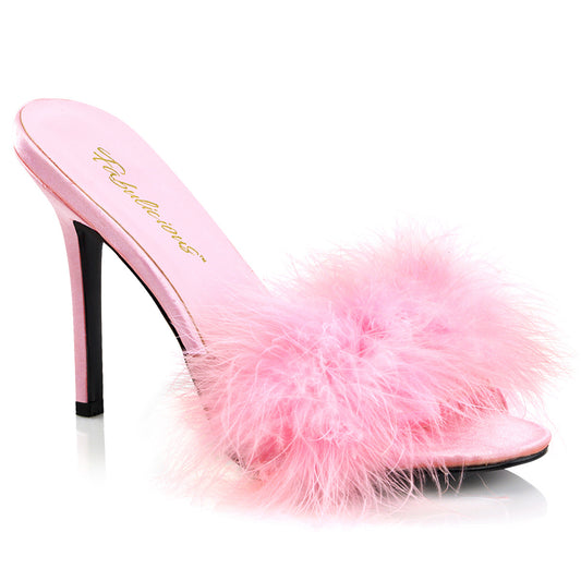 CLASSIQUE-01F Bedroom Heels Fabulicious Shoes B. Pink Pu-Fur