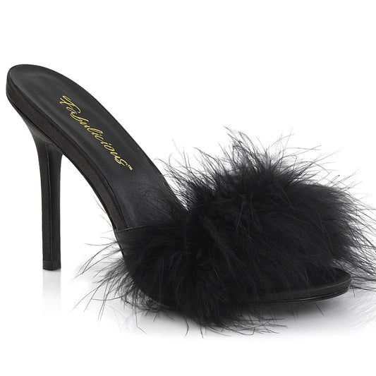 CLASSIQUE-01F Bedroom Heels Fabulicious Shoes Blk Pu-Fur