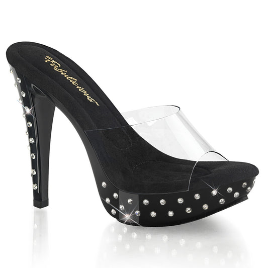COCKTAIL-501SDT Exotic Dancing Fabulicious Shoes Clr/Blk