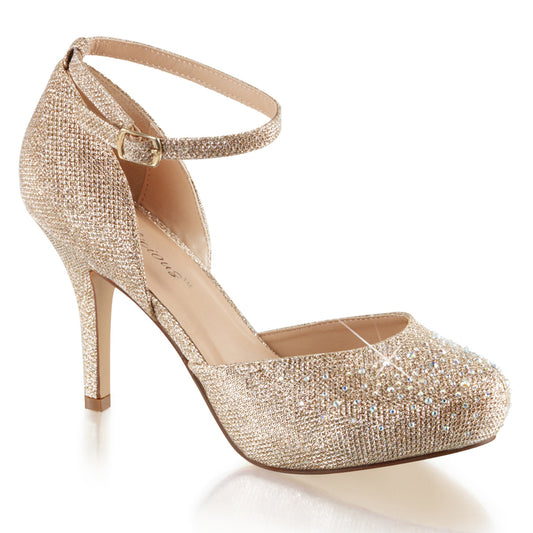 COVET-03 Exotic Dancing Fabulicious Shoes Nude Glitter Mesh Fabric