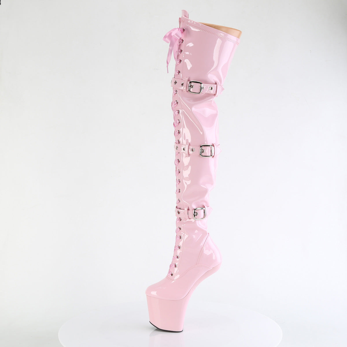 CRAZE-3028 Pleaser B Pink Stretch Patent/B Pink Platform Shoes [Kinky Boots]
