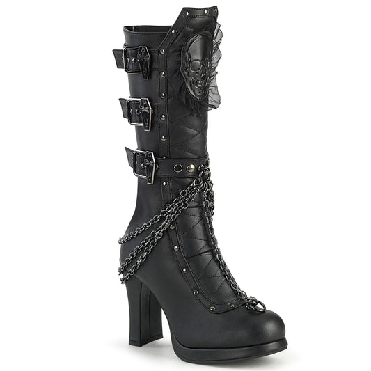 CRYPTO-67 Alternative Footwear Demonia Women's Mid-Calf & Knee High Boots Blk Vegan Leather