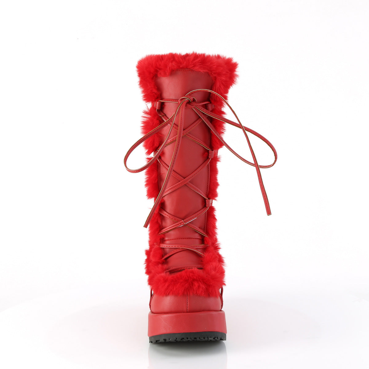 CUBBY-311 Demonia Red Vegan Leather Women's Mid-Calf & Knee High Boots [Demonia Cult Alternative Footwear]
