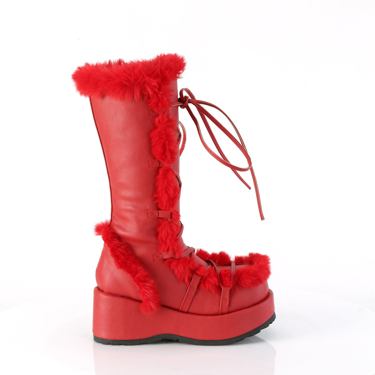 CUBBY-311 Demonia Red Vegan Leather Women's Mid-Calf & Knee High Boots [Demonia Cult Alternative Footwear]
