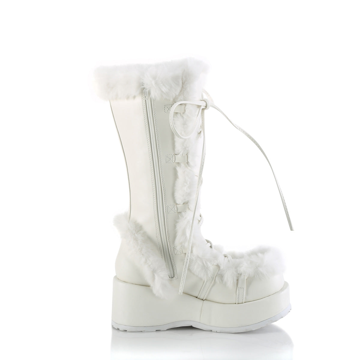 CUBBY-311 Demonia White Vegan Leather Women's Mid-Calf & Knee High Boots [Demonia Cult Alternative Footwear]